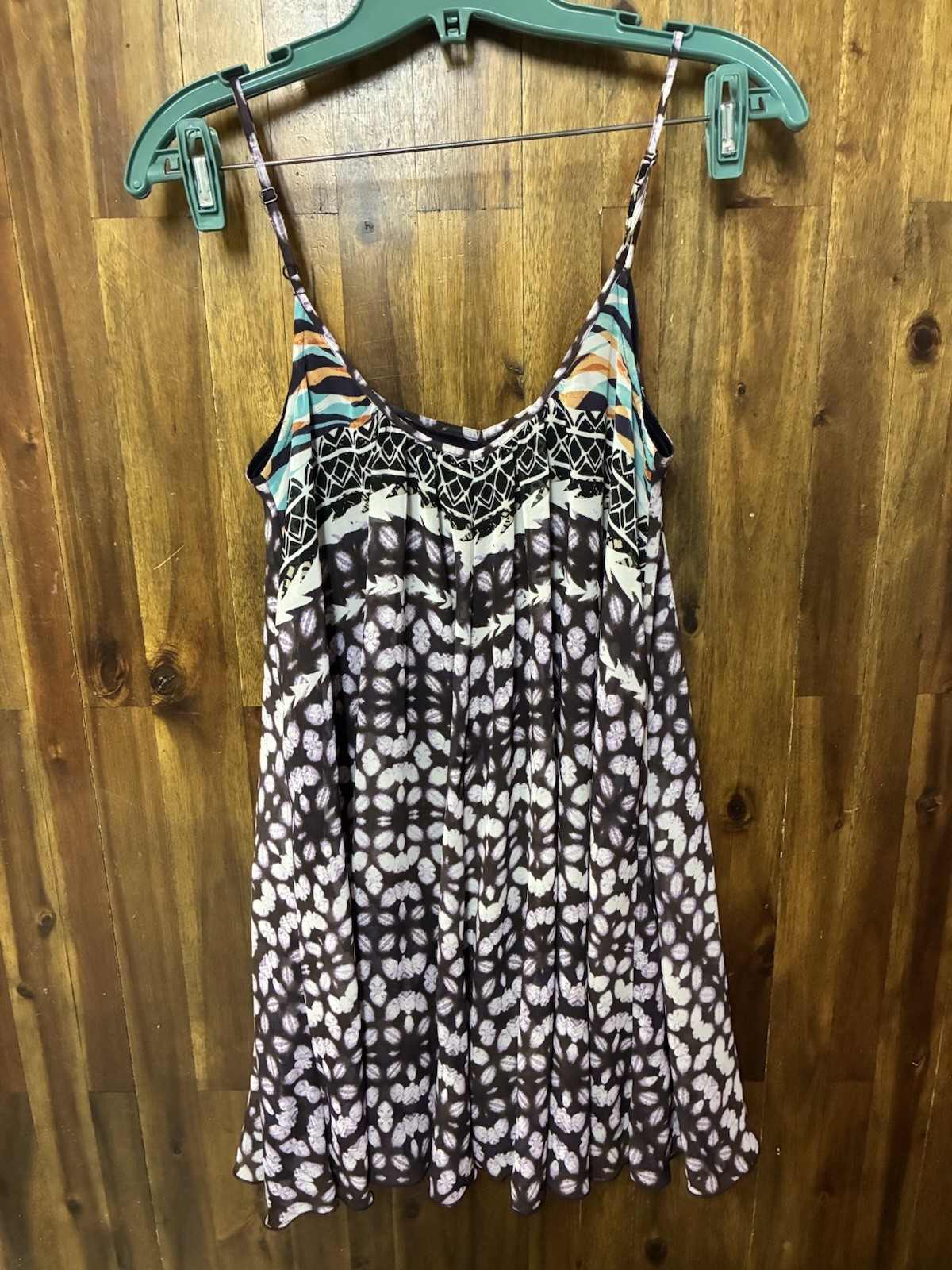 Express Womens XS Patterned Spaghetti Strap Lined Long Tank Top/Mini Dress
