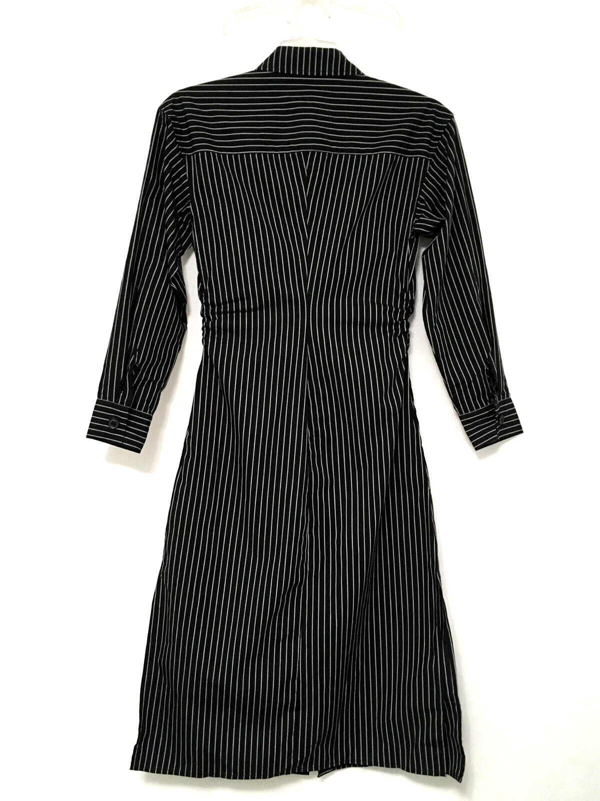 A New Day XS Black White Stripe Versatile Long Sleeve Midi Shirtdress w/ Pockets
