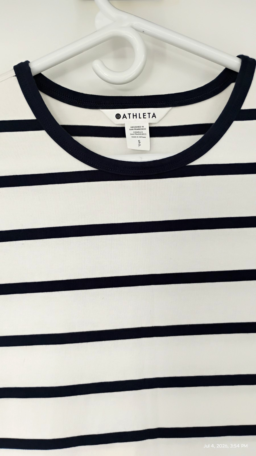 NEW Athleta Essential Tee Dress Winona Navy Stripe Stretch Size Small