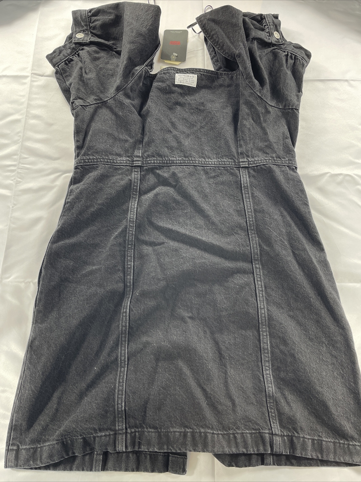 Levi Strauss Black Denim Button Fly Short Sleeve Dress Size L NWT
