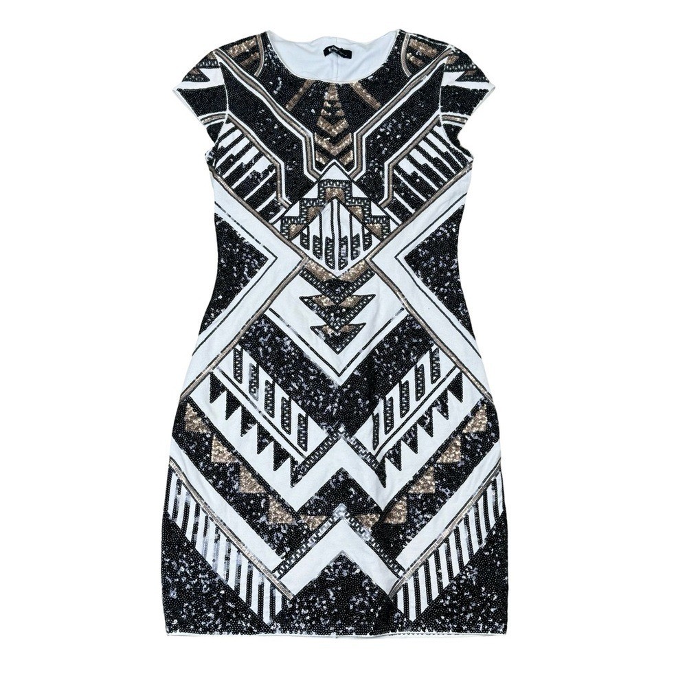 Express Art Deco Sequin Geometric Aztec Tribal Bodycon Cocktail Evening Dress
