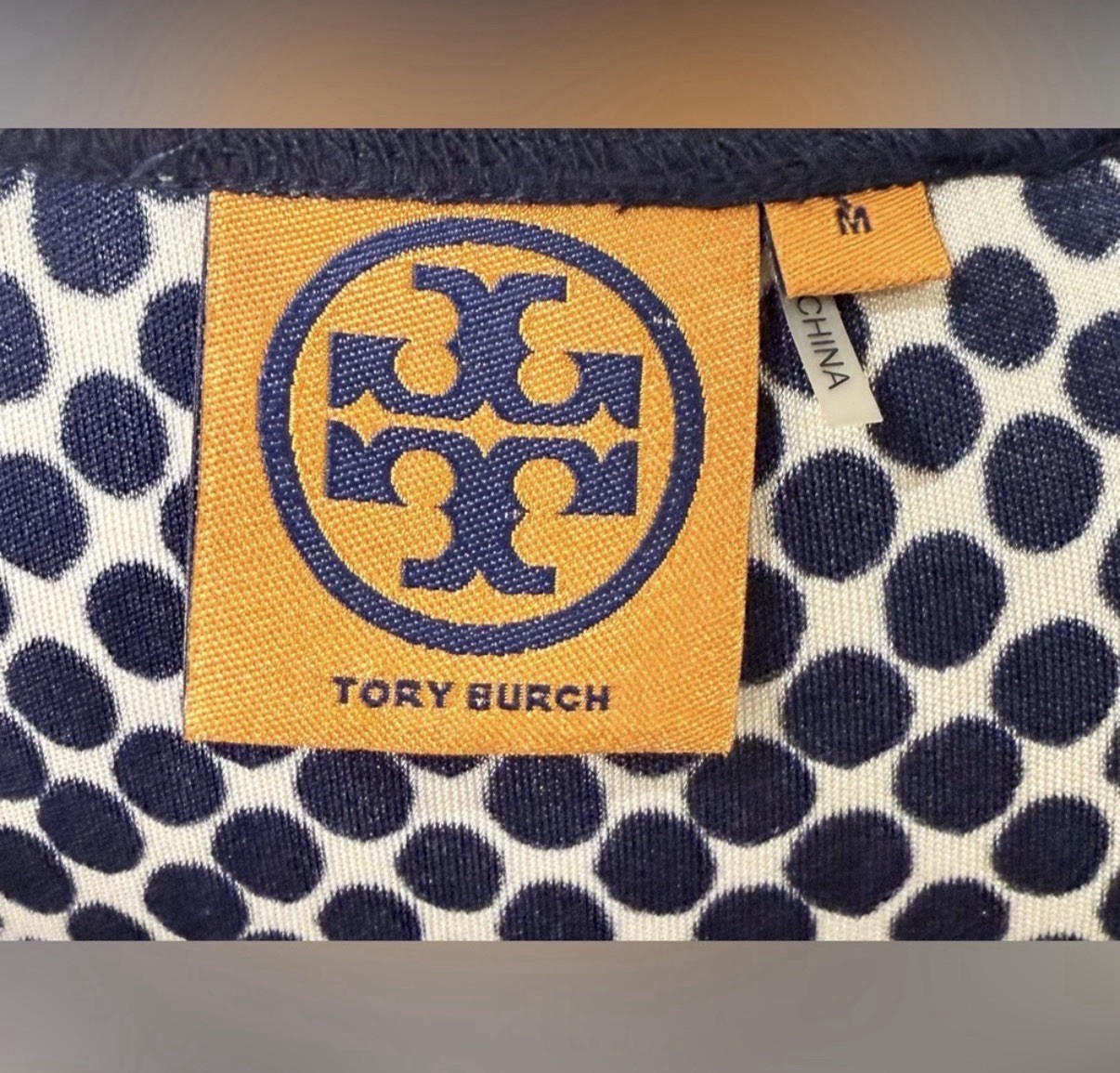 Tory Burch Silk Beaded Polka Dot Midi Dress Women’s M Cream Navy Cocktail