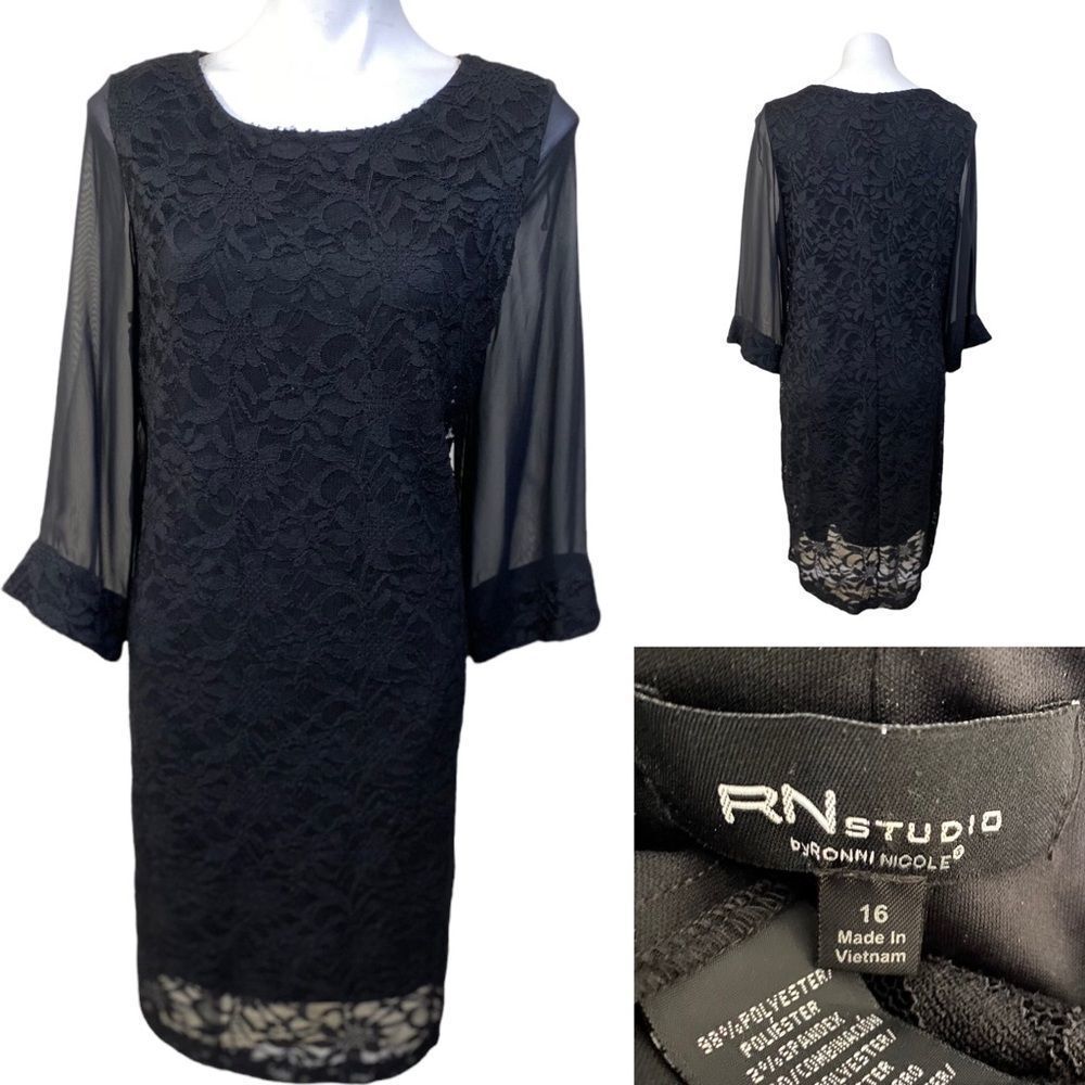 RN Studio plus size 16 dress sheer sleeve