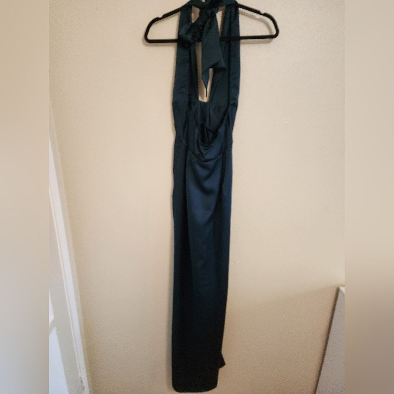 Show Me Your MuMu Adele Halter Deep Emerald Luxe Satin Maxi Dress S Wedding Prom