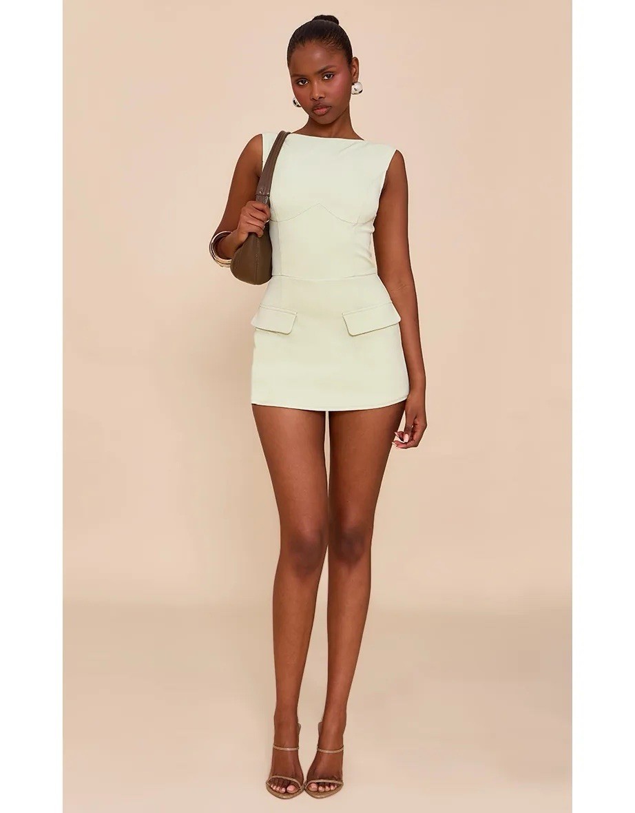 Plt Lemon Woven Pocket Detail Sleeveless Skort Playsuit NWT SZ US 0