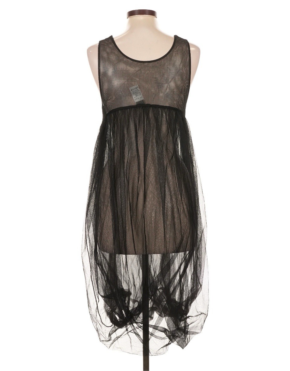 Lilith Paris Black Sheer Tulle Bubble Hem Midi Dress France Avant Garde L