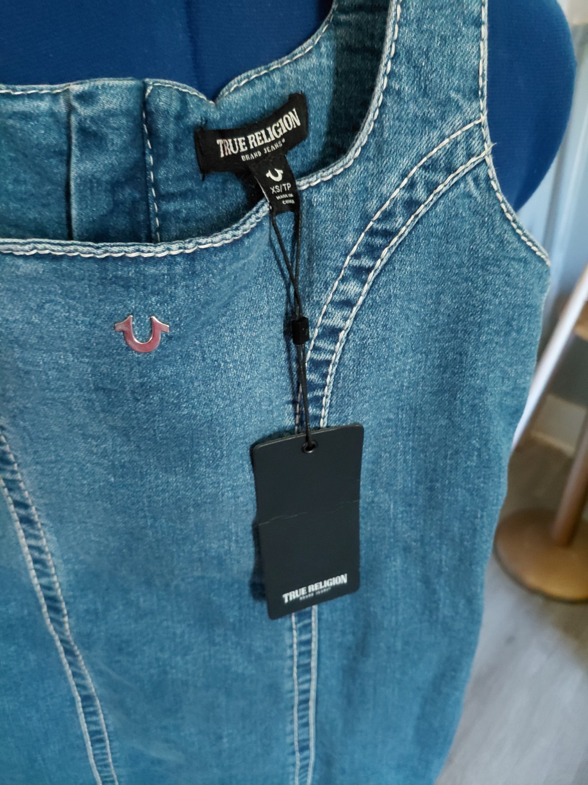 True Religion Blue Denim Mini Dress XS Brand New With tags #brandnew#denim#dress