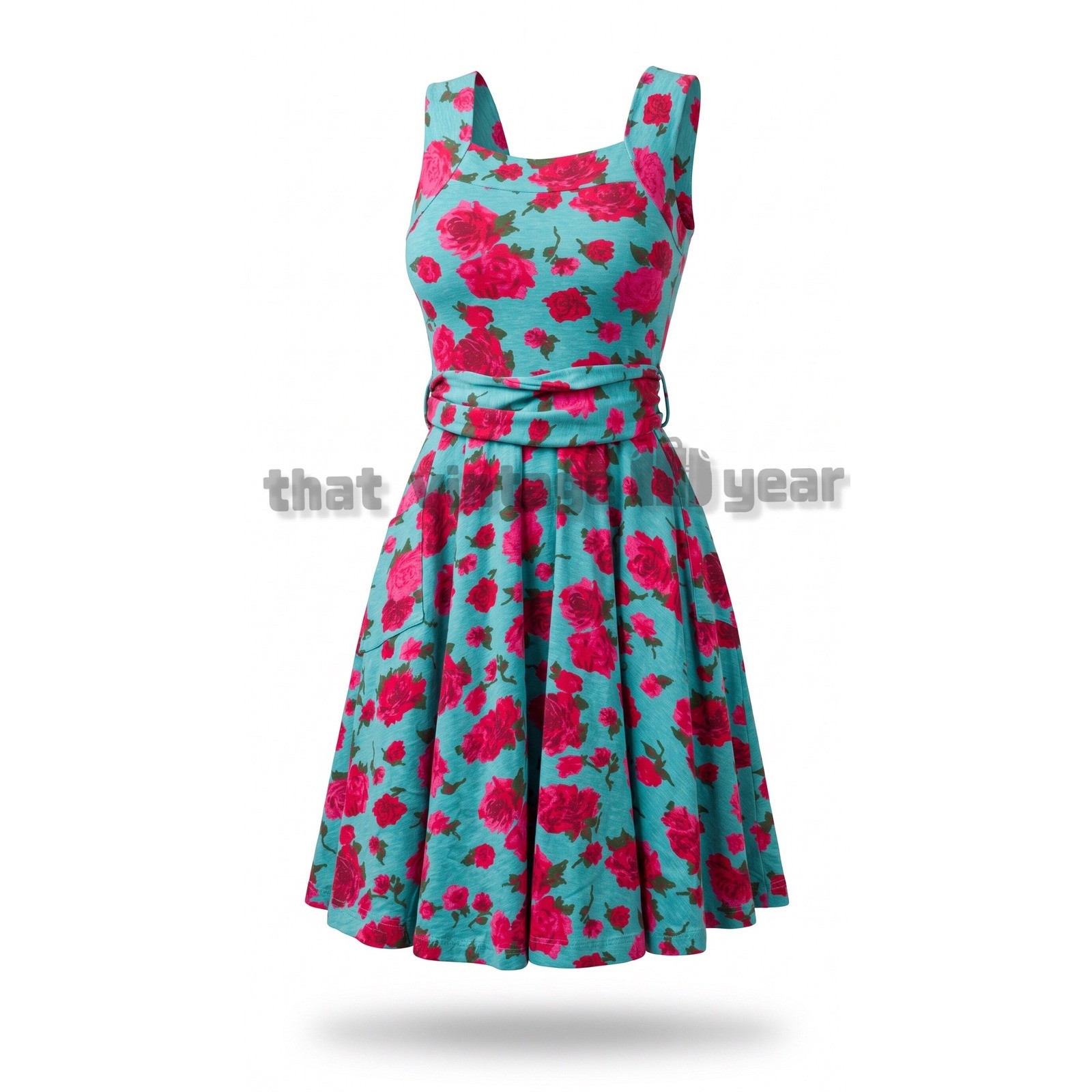 Modcloth Effie’s Heart Turquoise Rose Dress, Small NWOT
