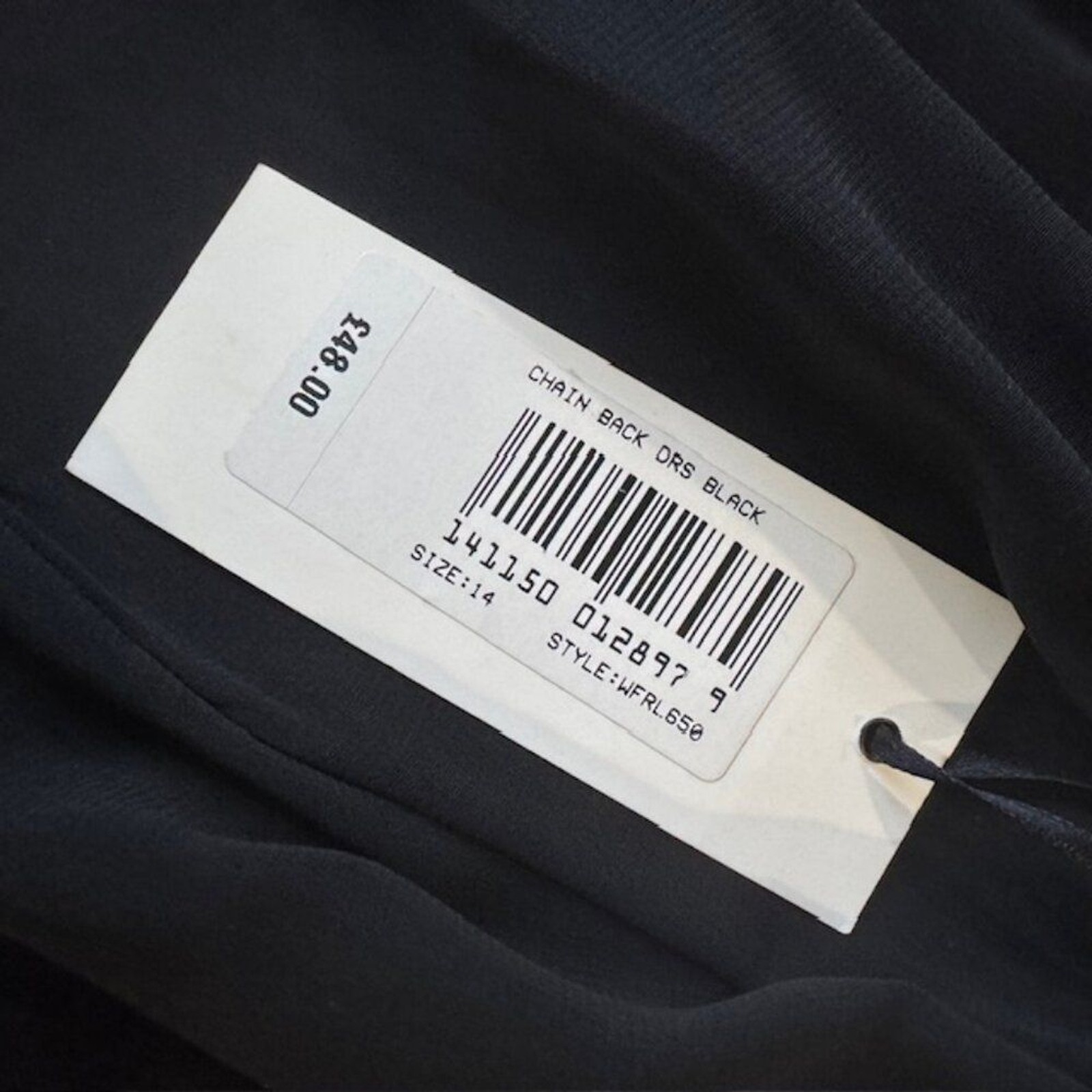 Rare London Black Chain Back Mini Dress Size 10 | Elegant Open Back with Gold Ch