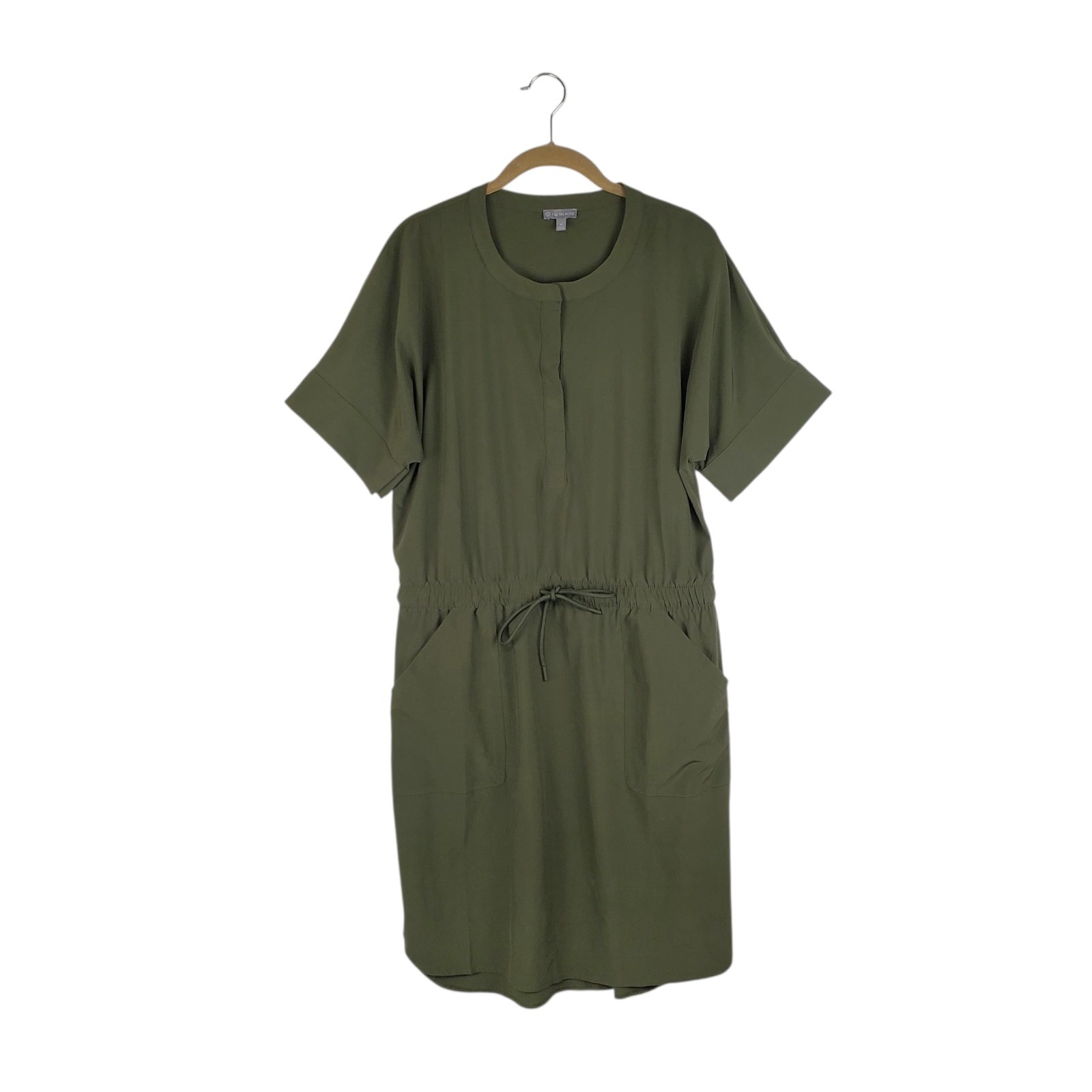 Talbots UPF Dress Lightweight Blouson Olive Green Stand Collar Womens Medium