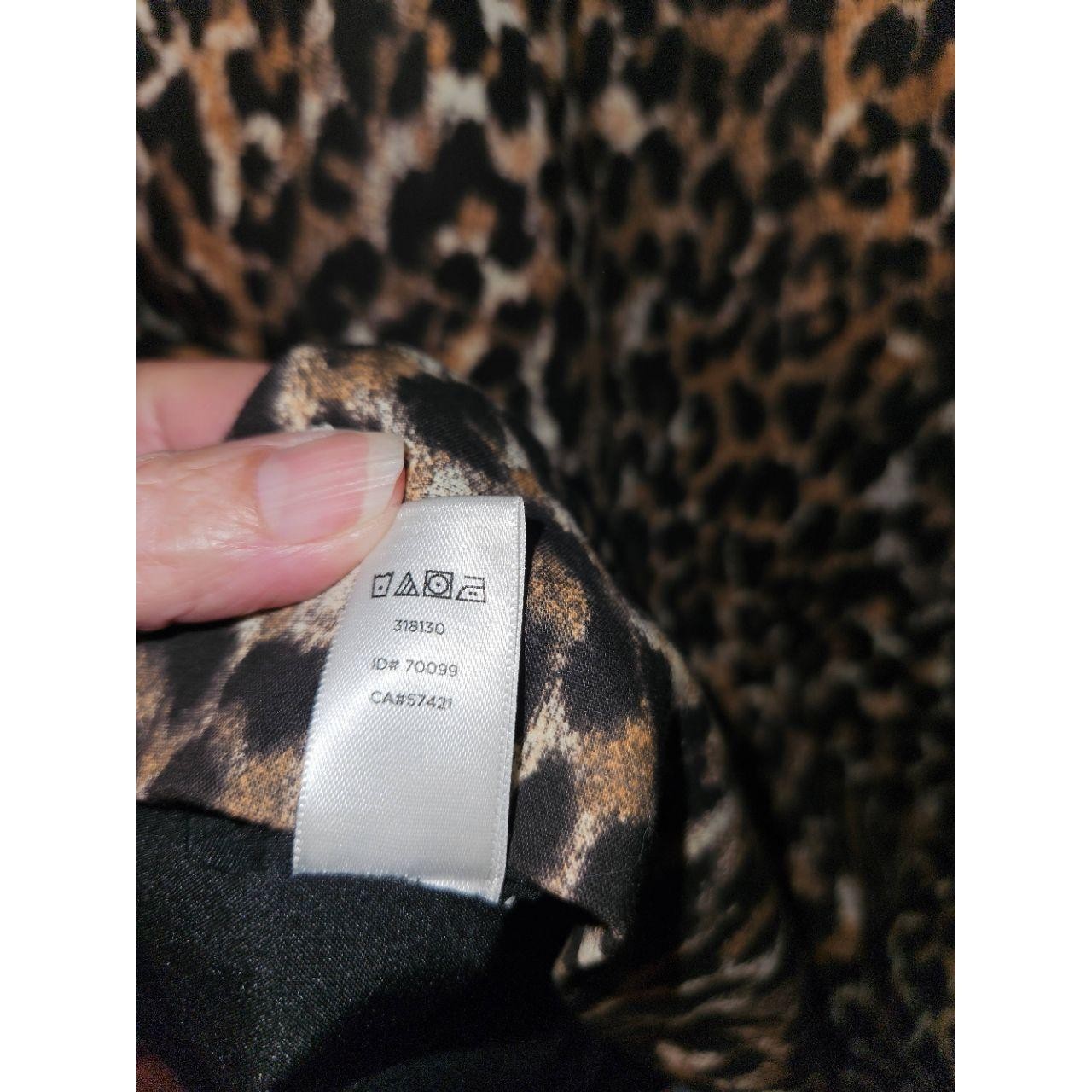 ANN TAYLOR LOFT Womens 10P Leopard Print Sleeveless Dress Black Trim Kick Pleat