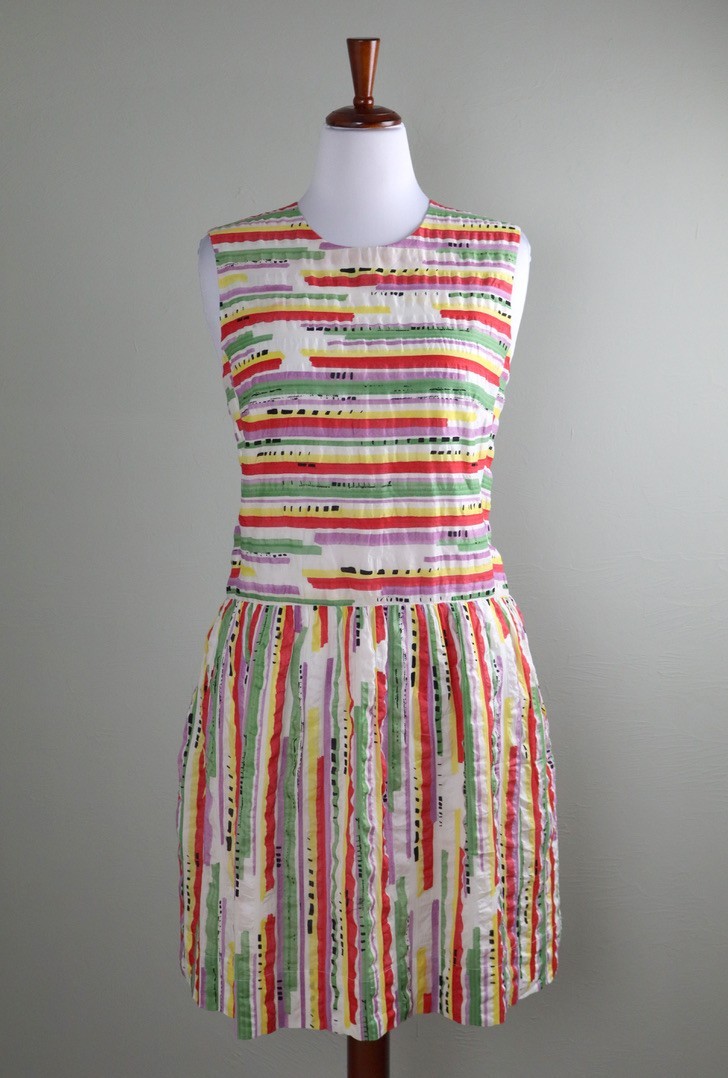 SARA CAMPBELL $228 Seer Sucker Textured A-Line Sleeveless Dress Size Large