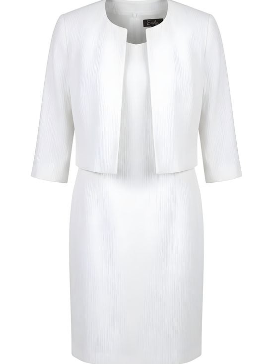 White Two-Piece Sheath Dress with Cropped Belero Jacket