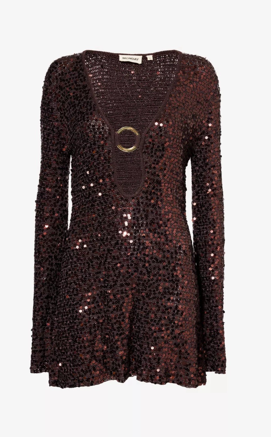 MONDAY Swimwear Montego Mini dress Espresso Sequin