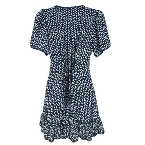 Urban Outfitters Navy Polka Dot Ruffle Hem Mini Dress S