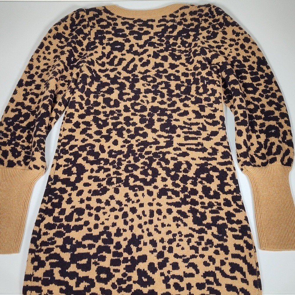NWT LOFT Animal Cheetah Print Wool Blend Sweater Dress XS