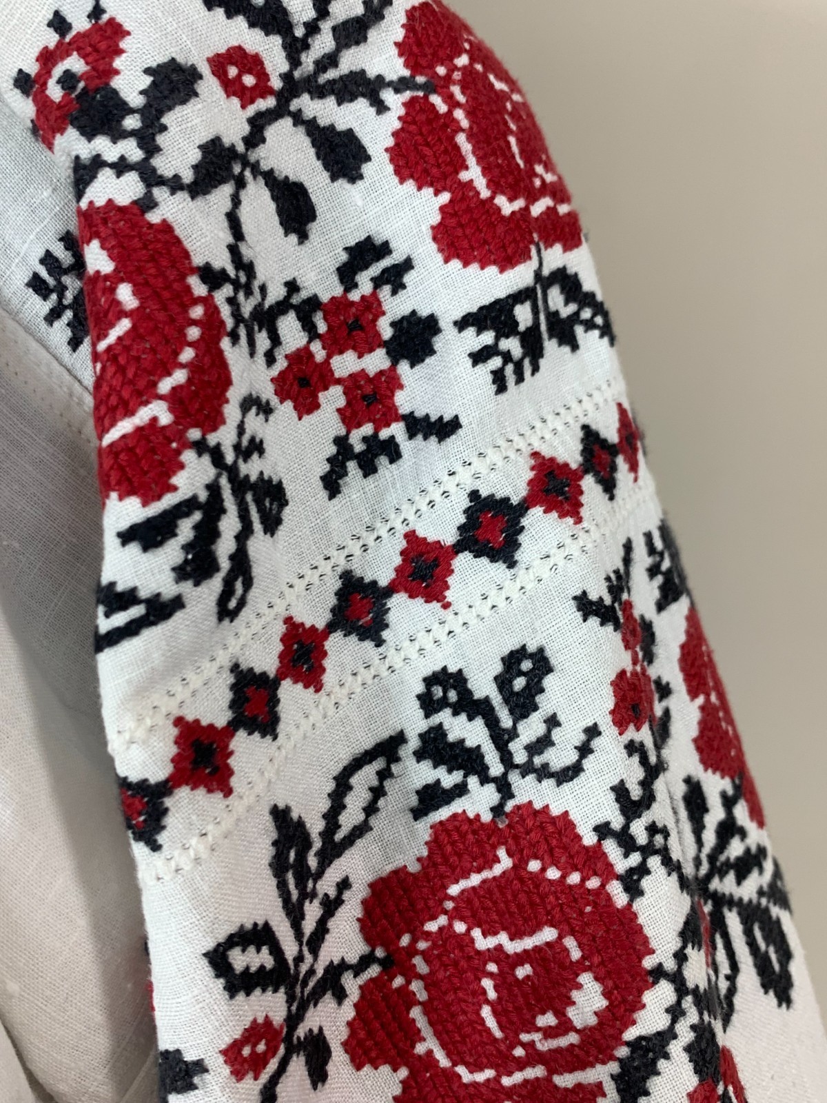 Vintage Ukrainian Embroidered Linen Vyshyvanka Dress Handmade Folk Shirt
