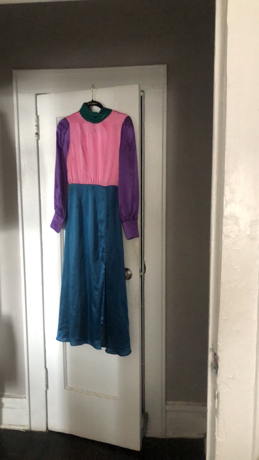 Olivia Rubin Gwen colorblock muli color long sleeve maxi dress UK 6 US 2 NWT