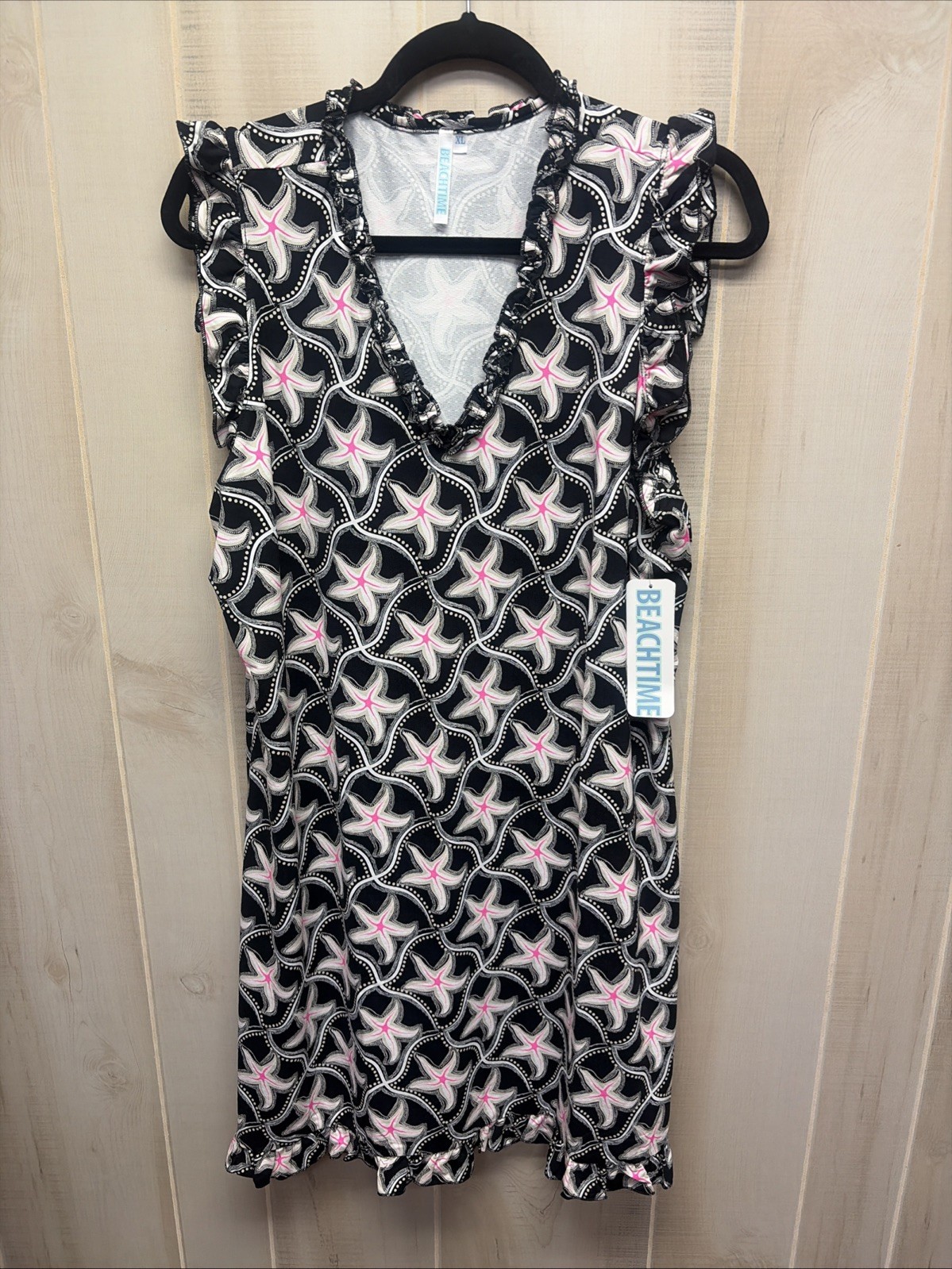 XL Beachtime By Lulu-B Starfish Sleeveless Dress White Black Pink
