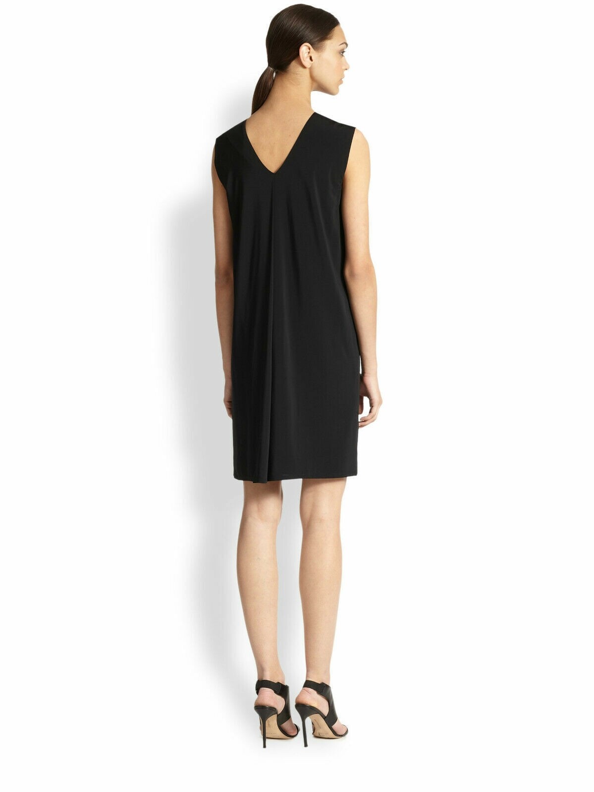 Helmut Lang Black Sleeveless Stretch Jersey V-Back Pullover Shift Dress Large