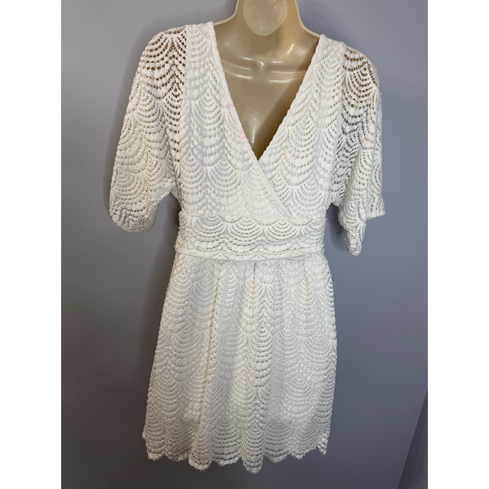 Lilly Pulitzer Parigi Skort Romper Dress Scalloped Lace Resort White Sz S