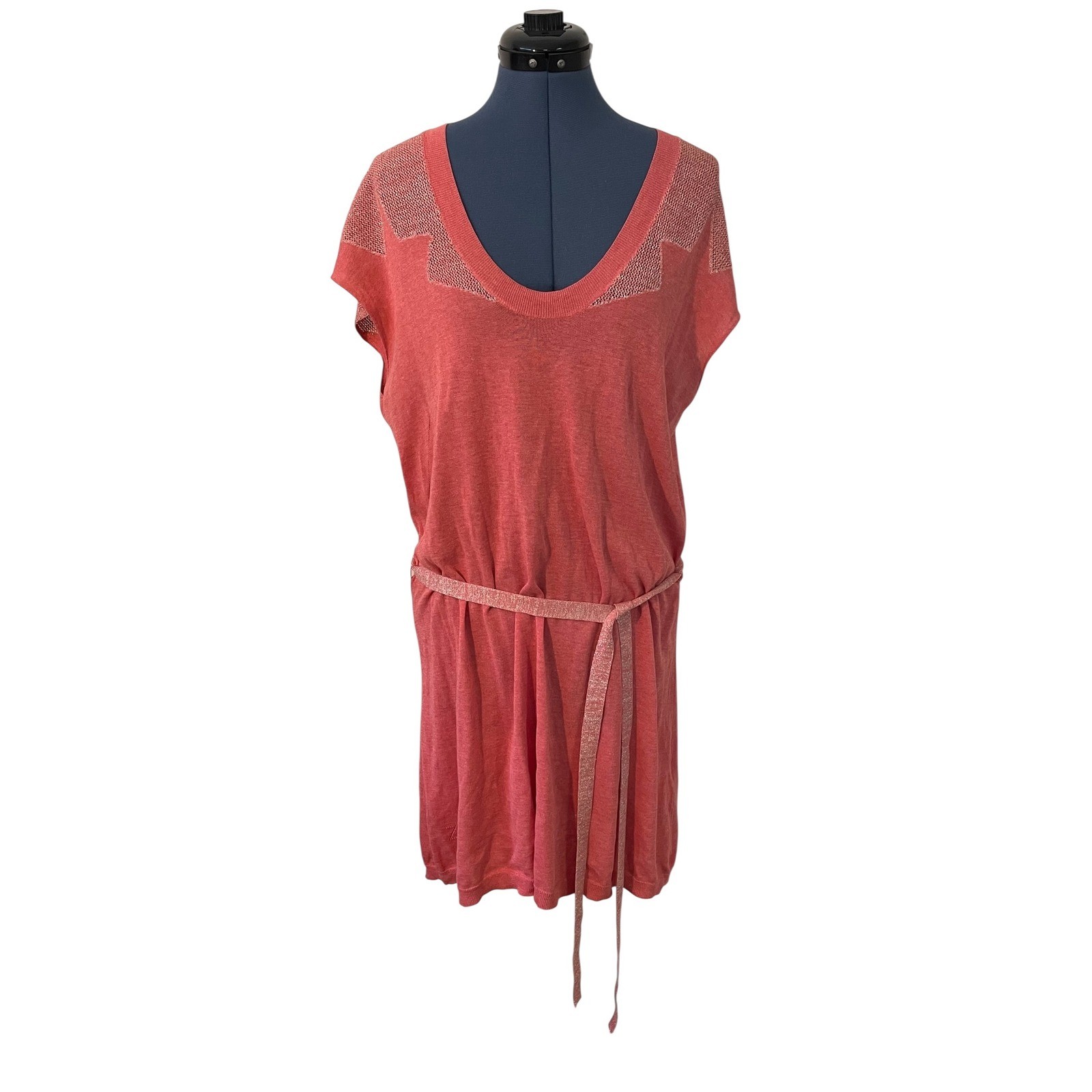 Zadig & Voltaire Rimo CNY Pink Metallic Knit Mini Dress Belted Boho Rock Chic M