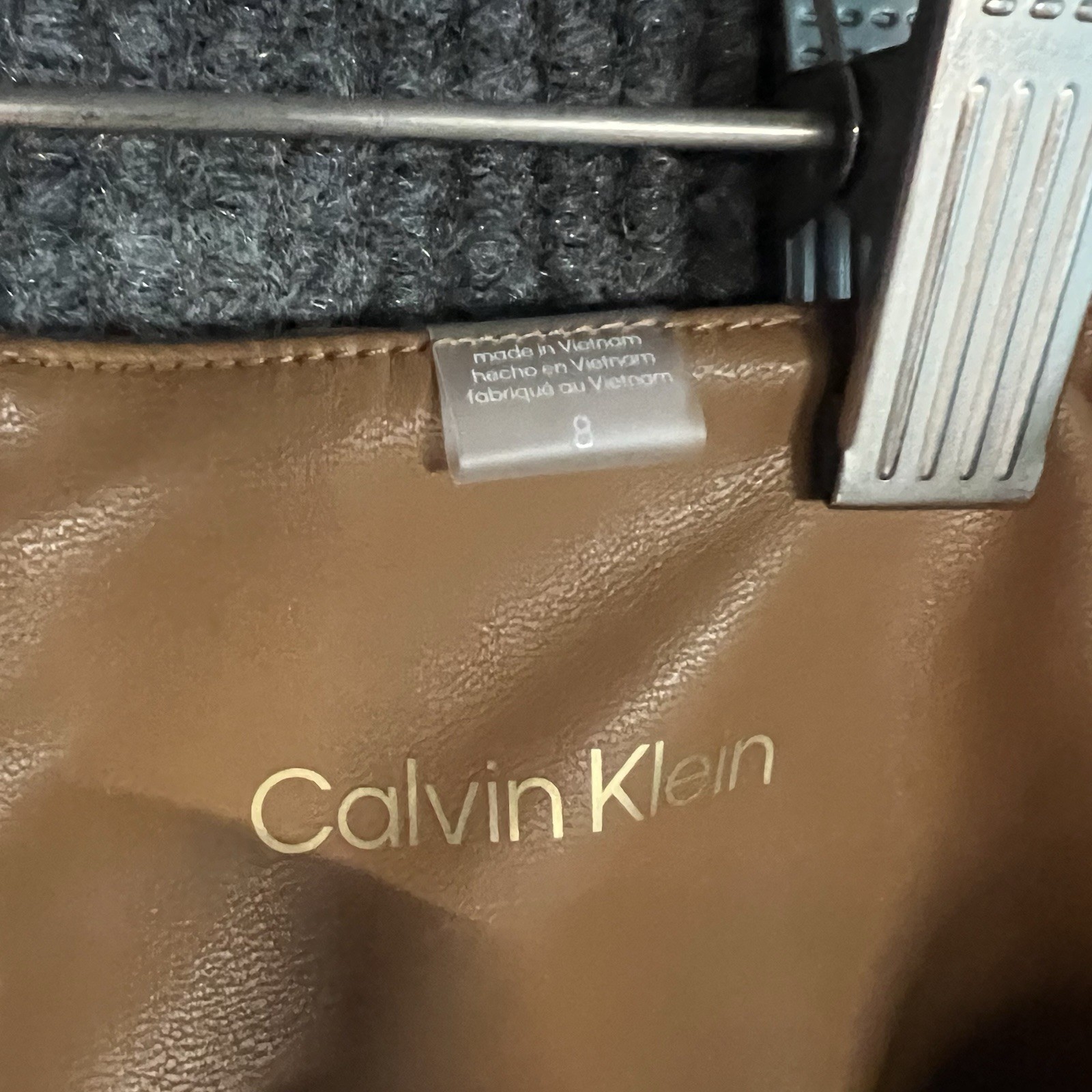 Calvin Klein Sheath Dress Womens 8 Beige Tan Zip Back Belted NWT