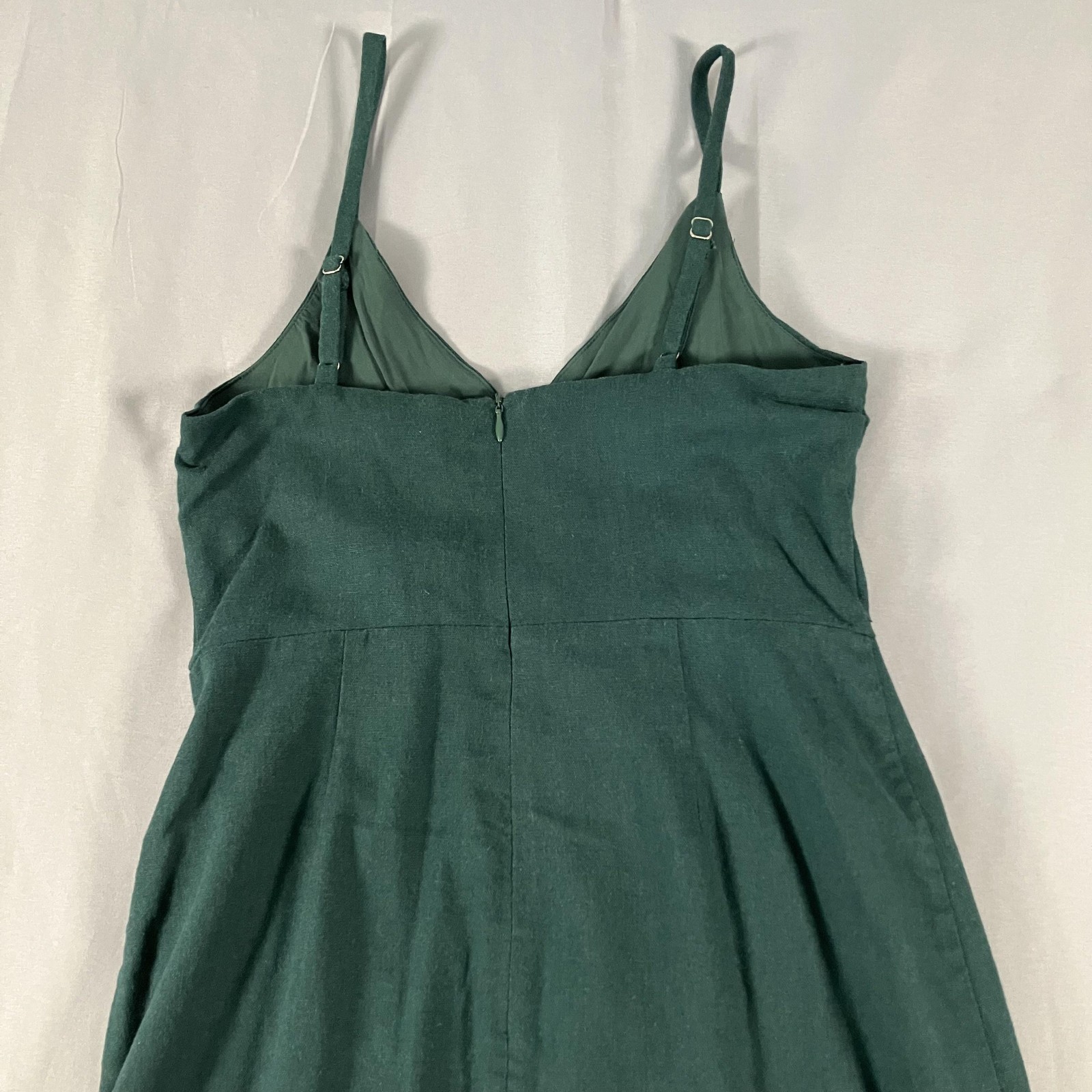 Lush Dress Womens Small Green Button Front Midi Sundress Adjustable Straps