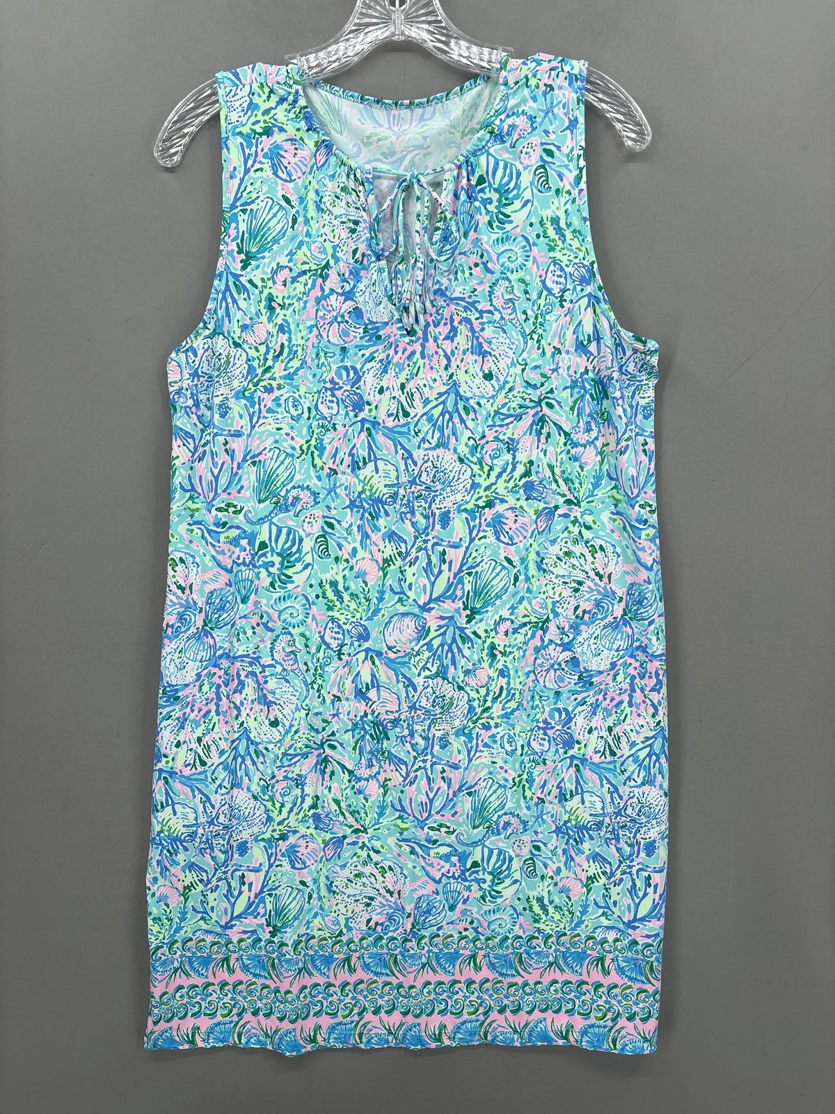 Lilly Pulitzer Dress Medium Blue Green Sea Life Shift Tank Keyhole Johana Preppy