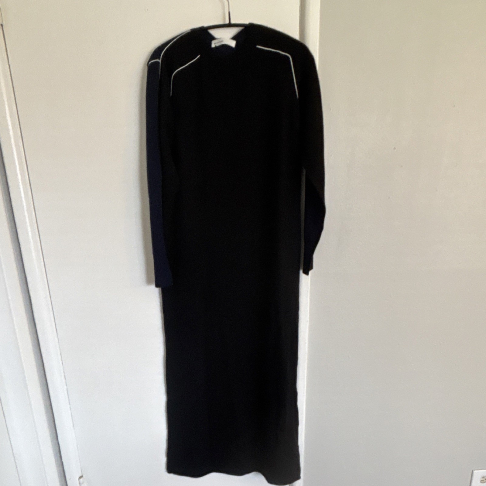 Sacai Luck Black Navy 100% Cashmere Knit Long Sleeve Maxi Dress Size 3 Women