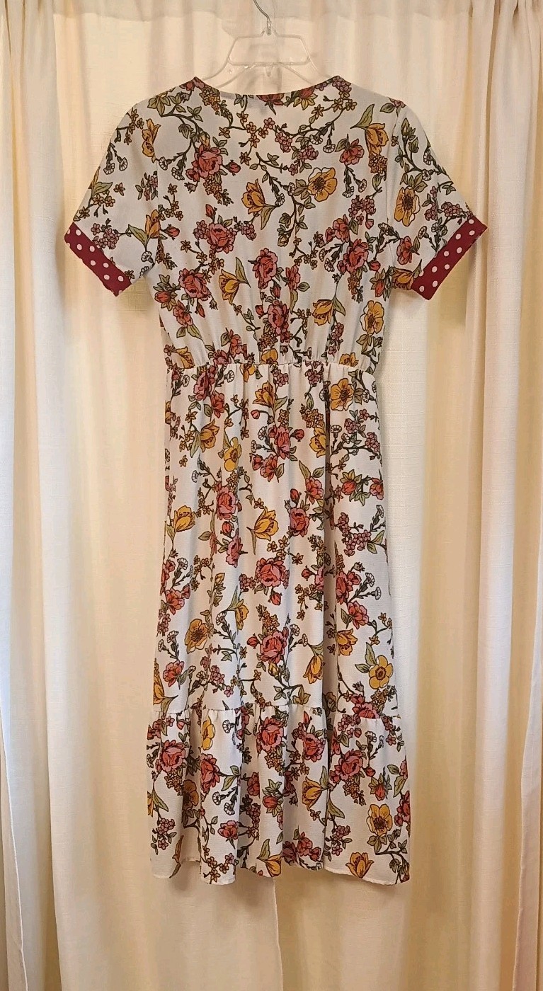Roolee Women’s Size S Loki Vibrant Floral Print Maxi Seersucker Dress USA Made