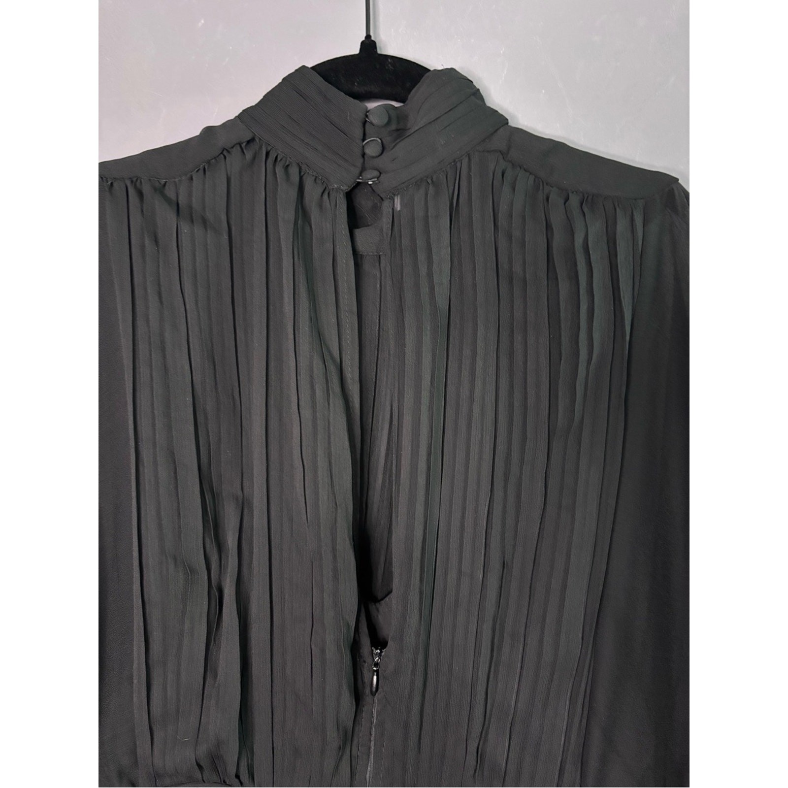 Express Black Balloon Sleeve High Neck Open Back Dress 8