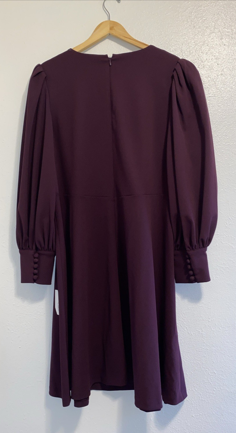 Calvin Klein Wedding Party Aubergine Puff Sleeve Sheath Dress Size 18 NWT