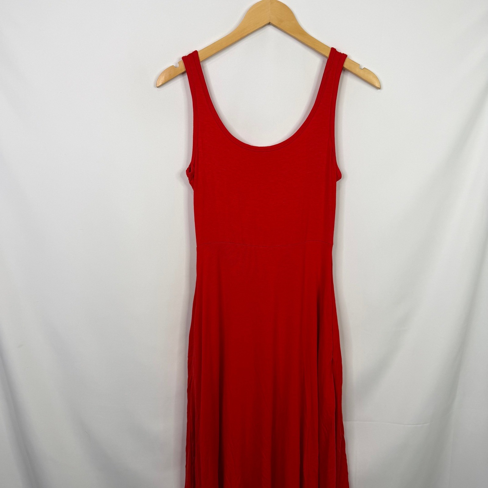 Olivia Rae Red Scoop Neck Midi Dress Sleeveless Fit Flare Pockets Size S NWT