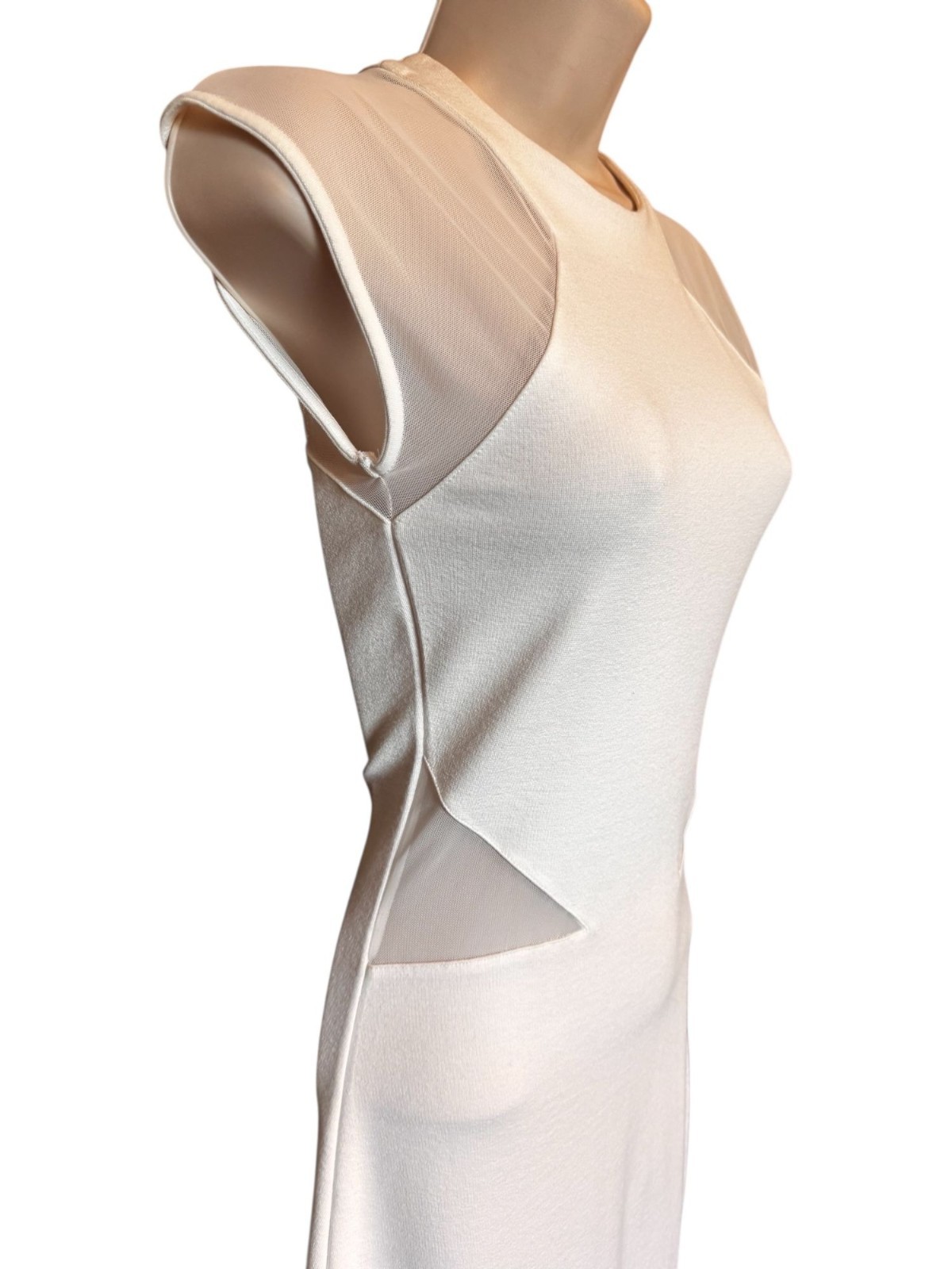 French Connection White Bodycon Sheath Dress Sz 2 Mesh Cutout Party Cocktail
