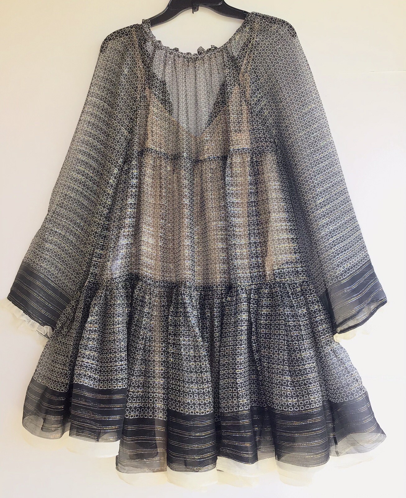 New Stella McCartney Circle Star Print Black Silk Dress Retail $1800.00 Sz 38