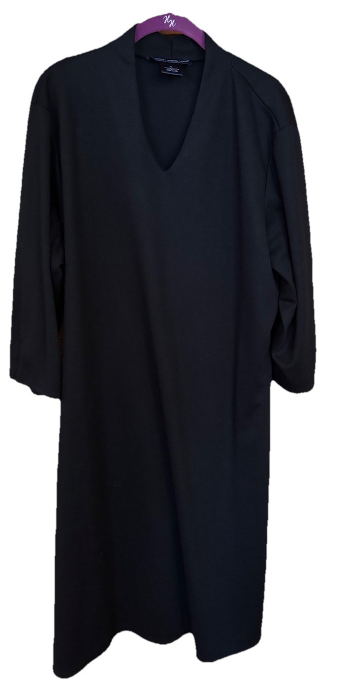 Susan Graver Style Size 1X Black V-Neck Dress 3/4 Sleeves Versatile