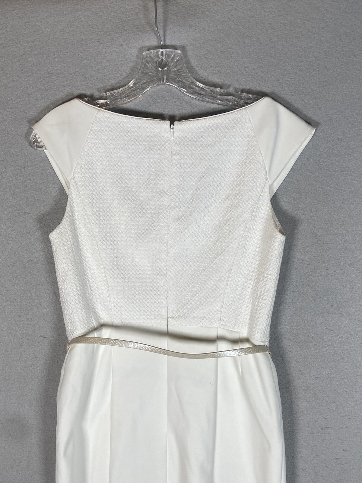 Etcetera White Cap Sleeve Dress Side Zipper Pockets Zipper With Belt Sz 2