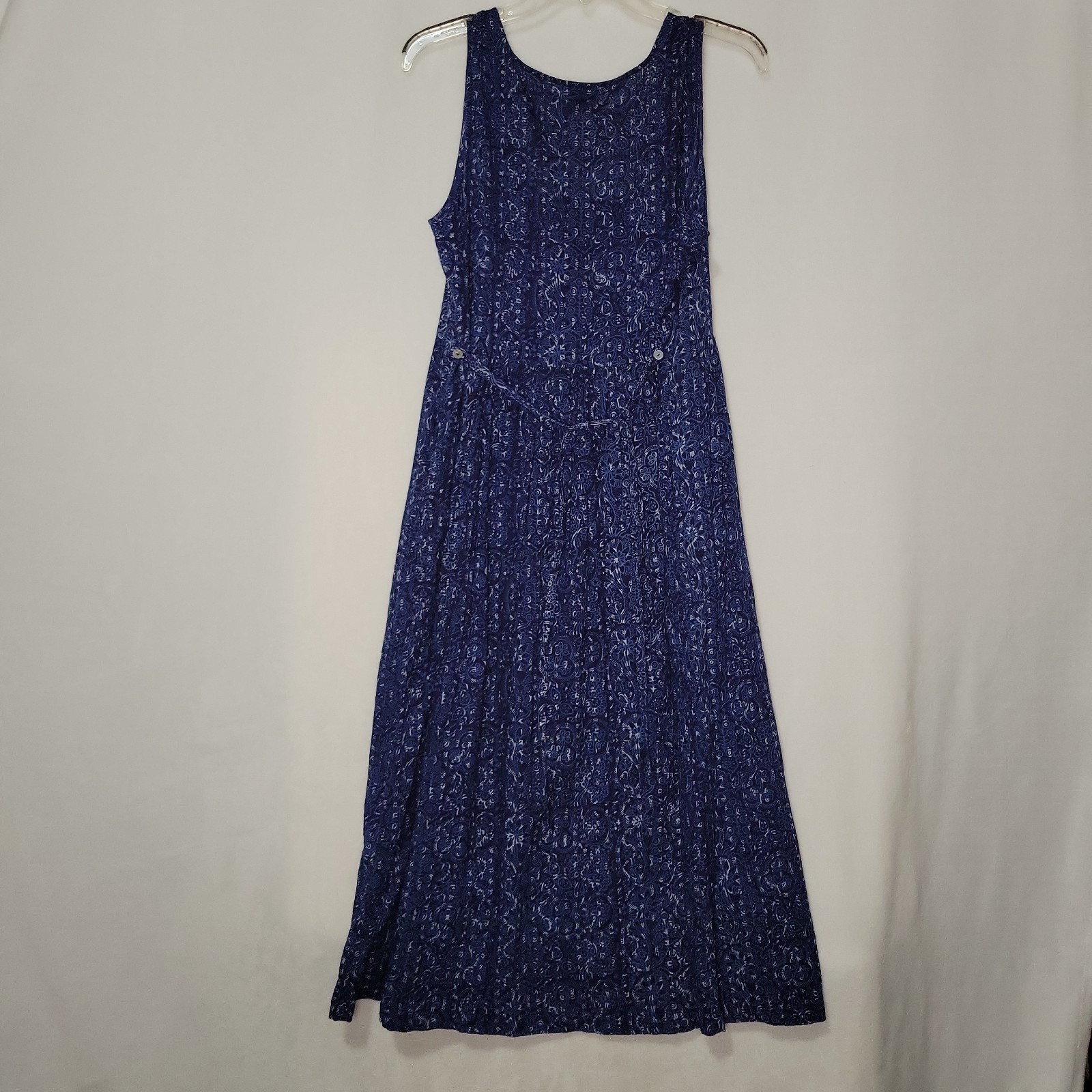 April Cornell Blue Print Cottagecore Midi Dress Pockets Sz Large Prairie