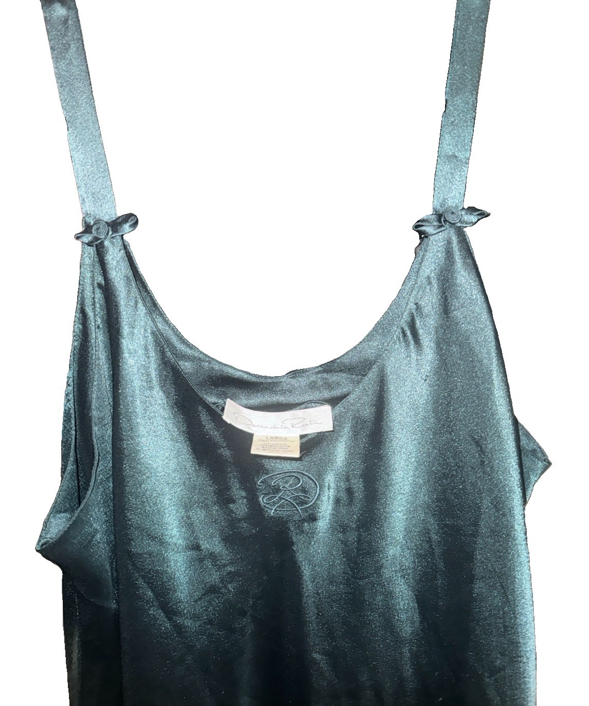 Vintage Oscar de La Renta Emerald Green Silky Slip Dress – Large