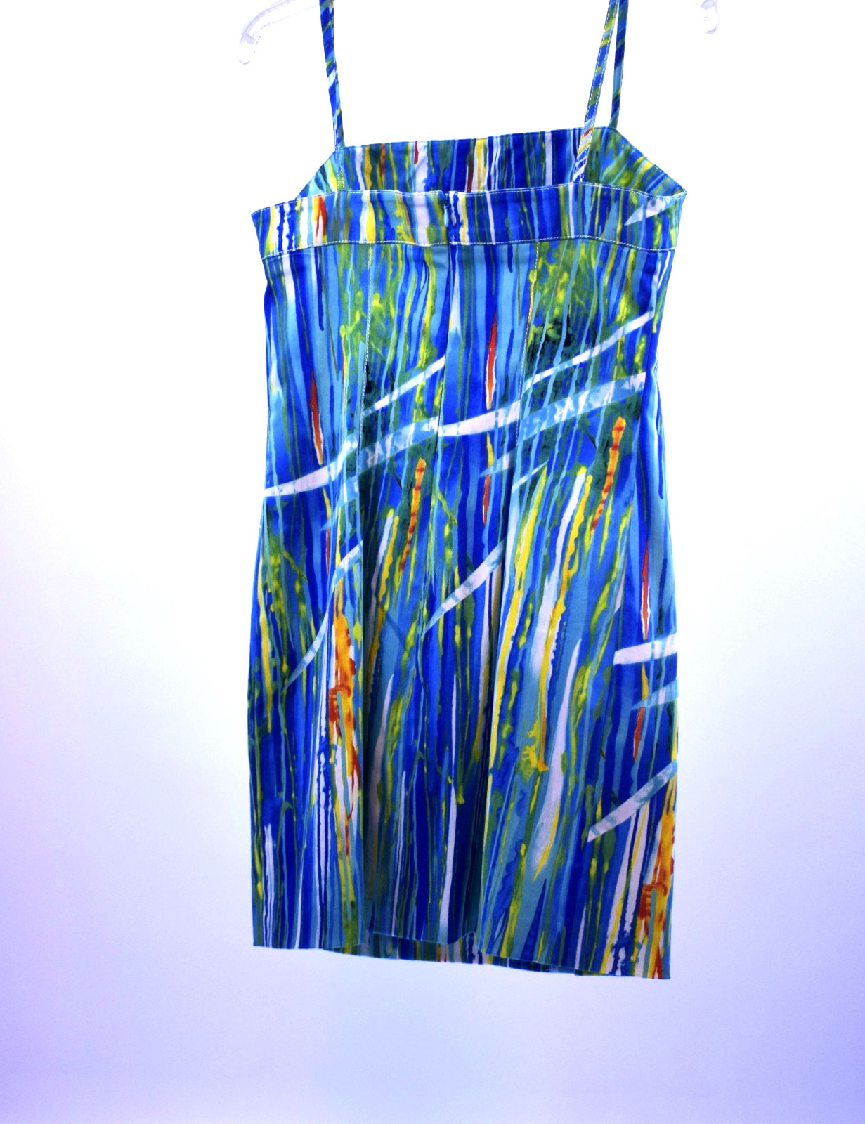 Alberto Makali Spaghetti Strap Watercolor Abstract Mini Dress Size 8 Y2K USA