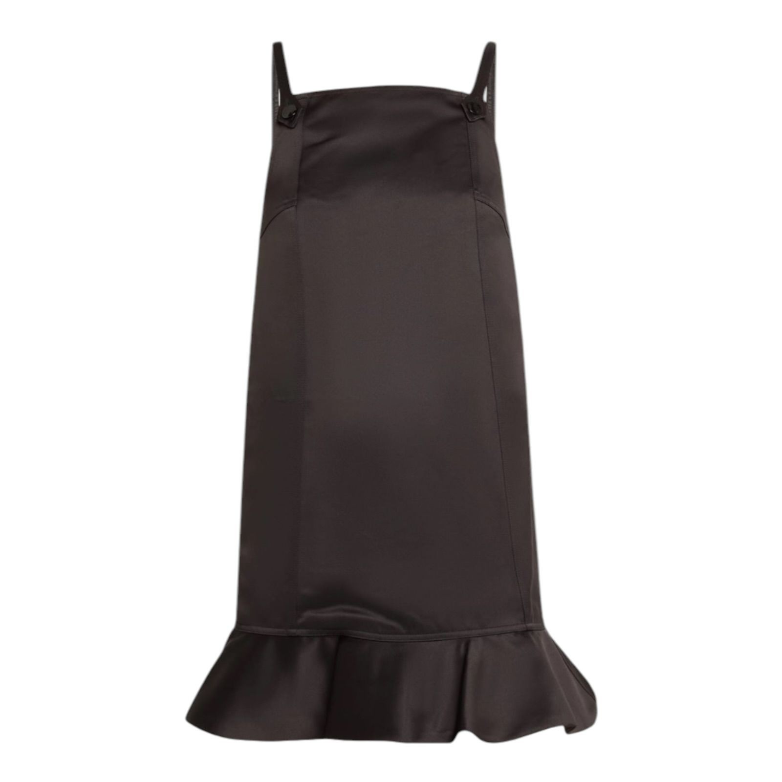 GANNI Mini Dress EU 34 UK 6 US 2 XS Black Duchess Satin Square Neck Flared NWT