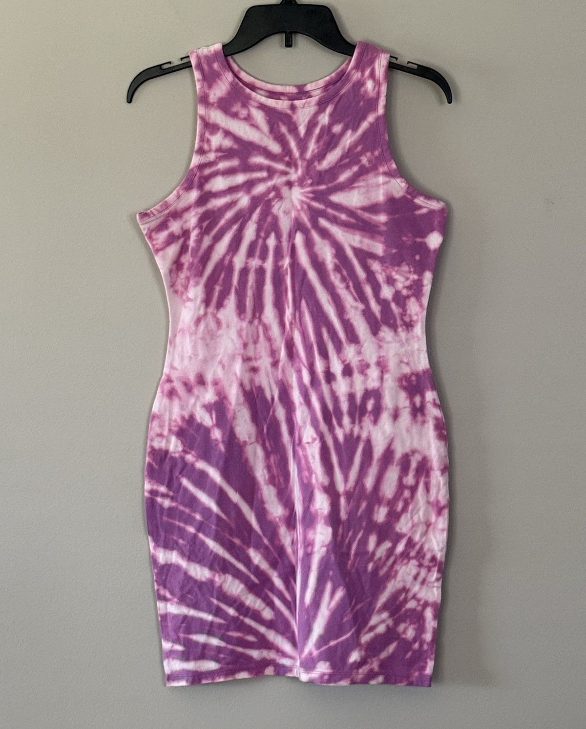 Wild Fable Purple White Custom Tie Dye Bodycon Tank Mini Dress Crew size XL