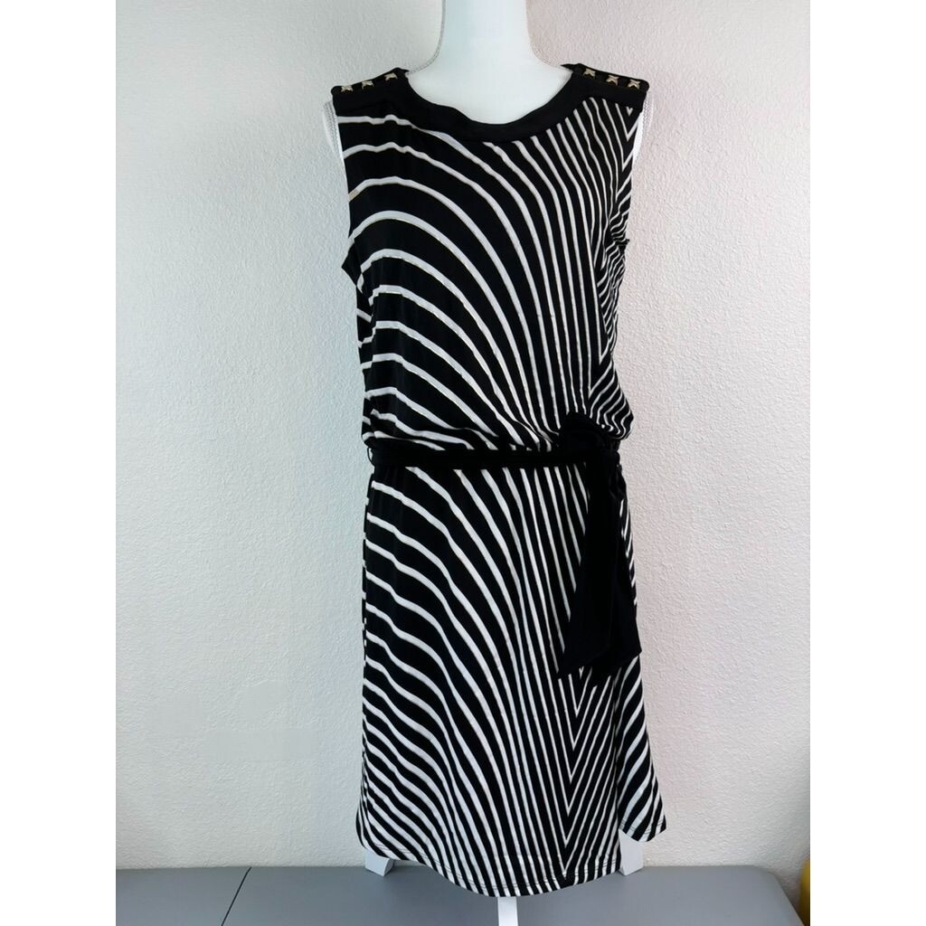 White House Black Market women’s medium black gold drop waist stretch dress