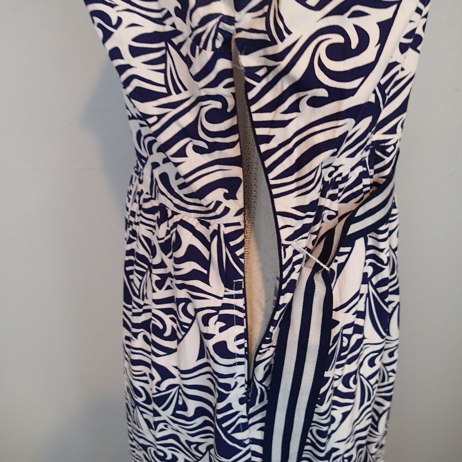 Vineyard Vines Target m Navy Blue White Nautical Cotton Dress Belted Preppy