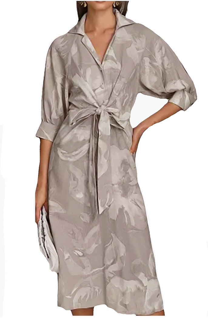 Gorgeous NWT Donna Karan NY Linen Floral Tie-Front Dress Clay Cream, Sz 2, $199