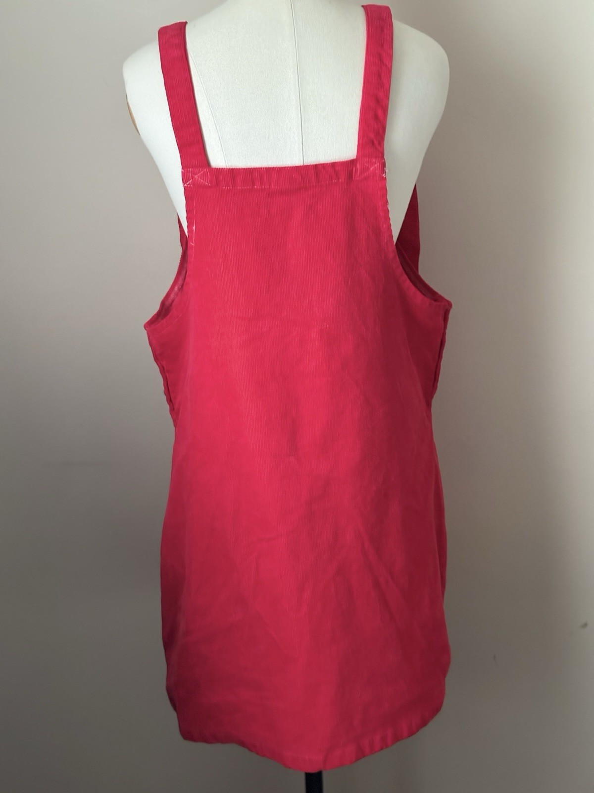 Lucy & Yak Red Corduroy Dungaree Pinafore Dress Organic Cotton Med