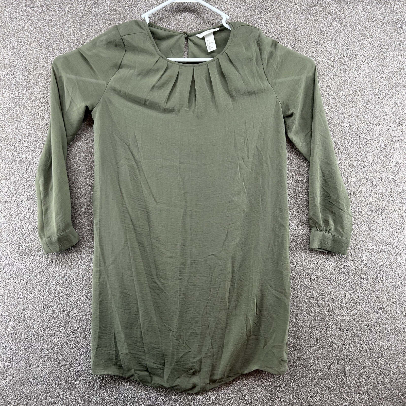 H & M Women’s Dress Size 4 Green Long Sleeve Semi Sheer Shift
