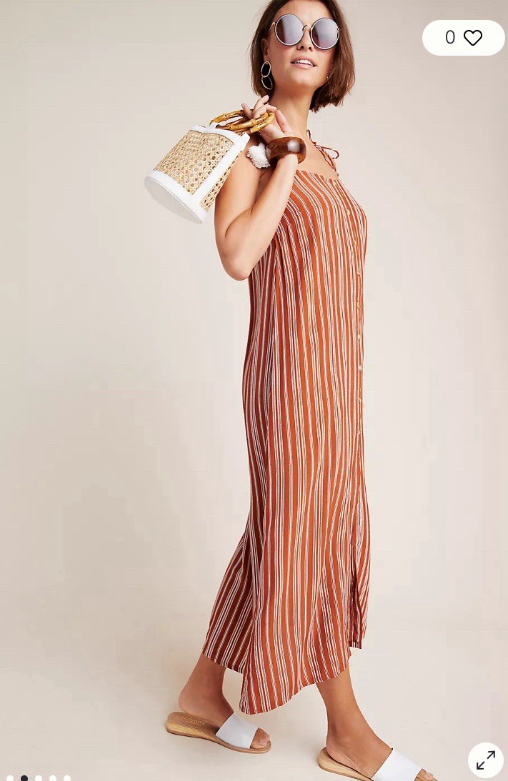 Faithfull The Brand Arietta Striped Tassel Tie Button Front Striped Maxi Dress 4