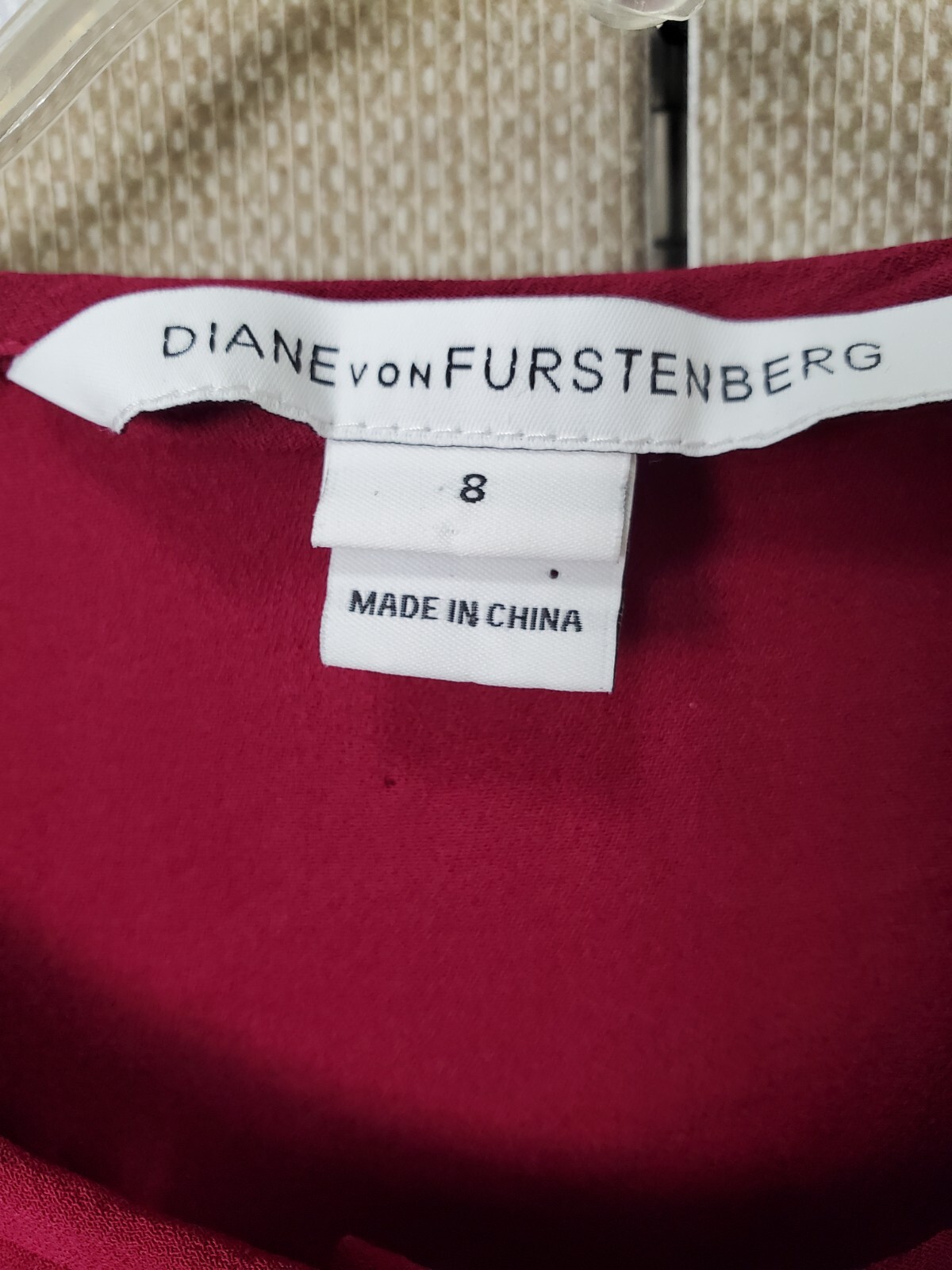Diane von Furstenberg Damian Raspberry Red Silk Ladder Trim Shift Dress Size 8